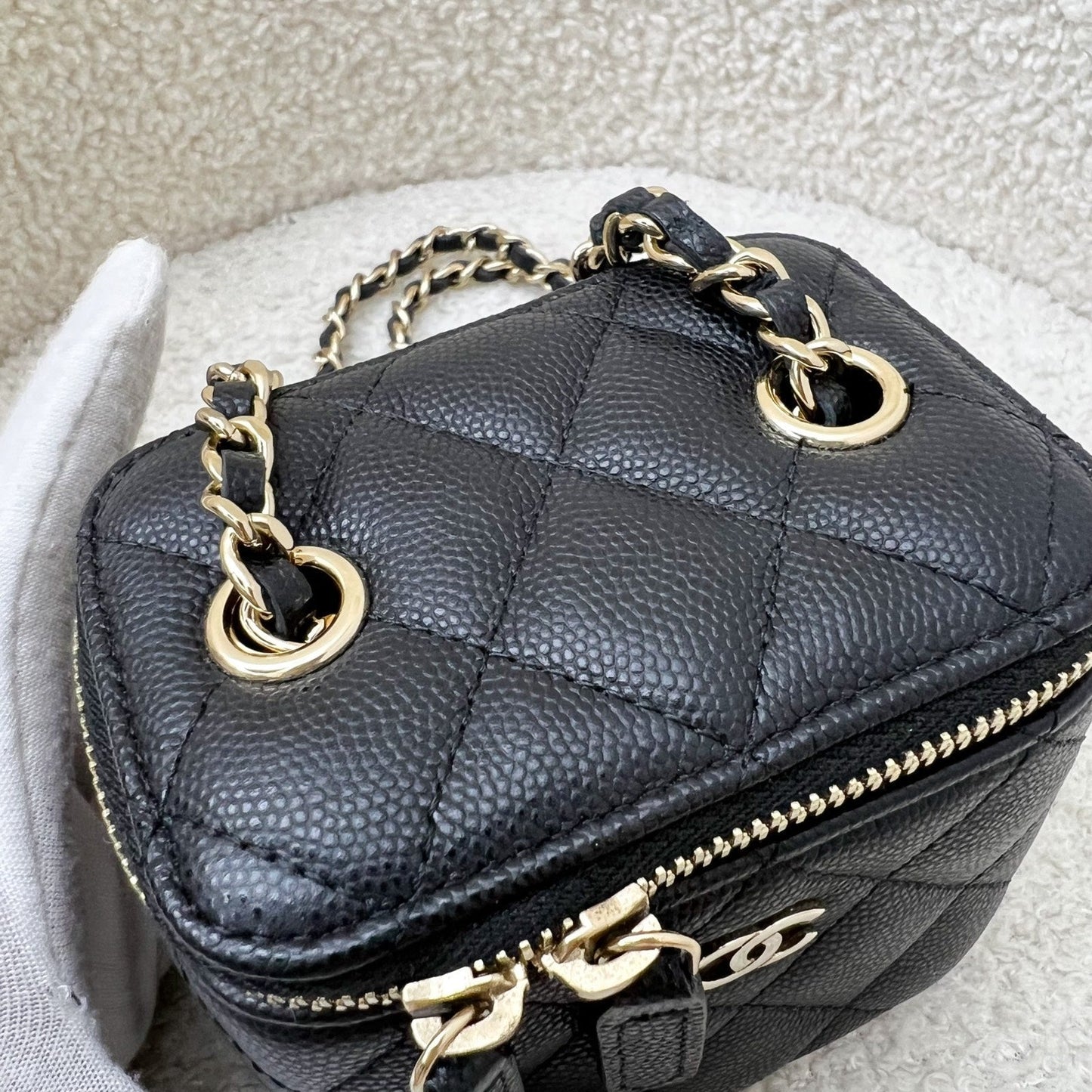Chanel Mini Cube Vanity in Black Caviar and LGHW