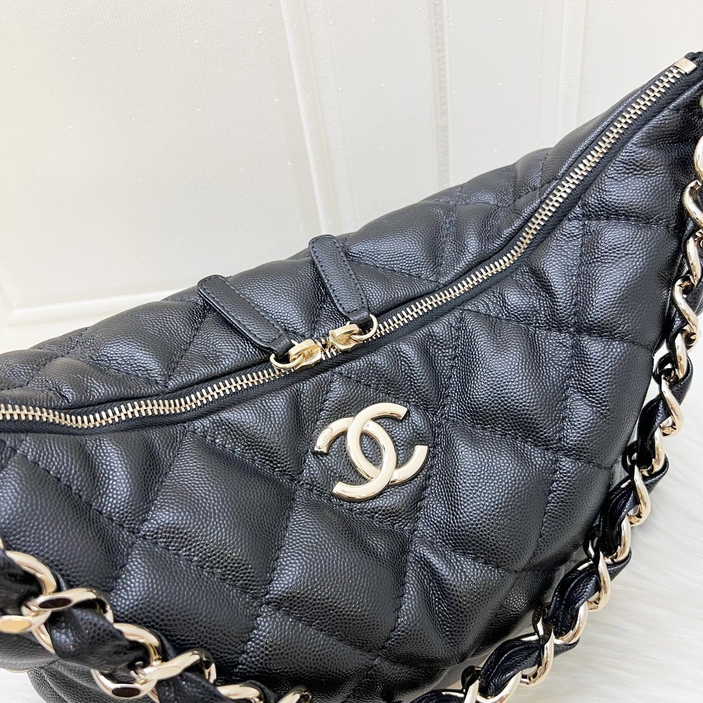 Chanel Large Hobo Bag in Black Caviar and LGHW (Model: )