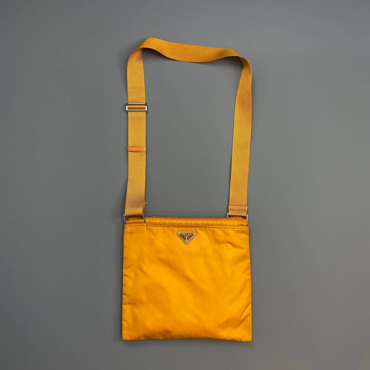 Prada Crossbody Bag Golden Plue Crossbody Shoulder Bag Nylon Orange