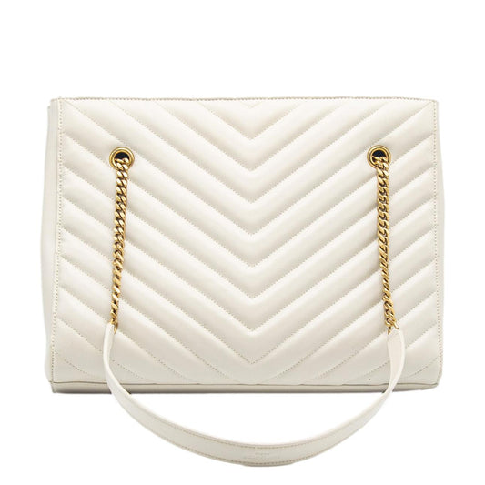 YSL Saint Laurent Saint Tribeca Grain De Poudre Shoulder Bag Leather White