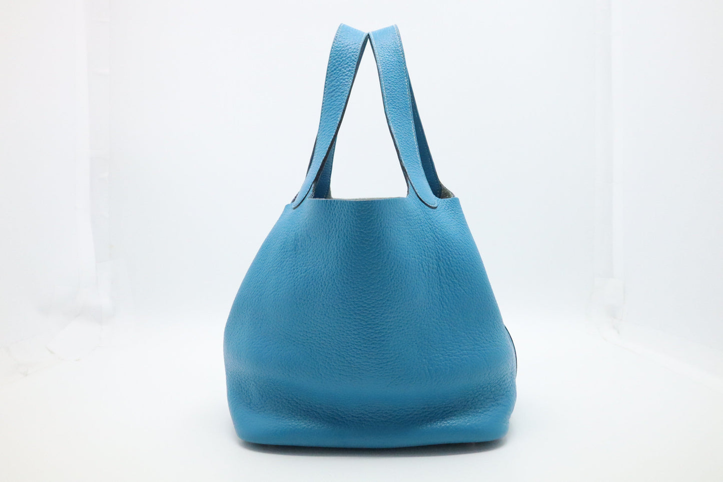 Hermes Picotin In Clemence Handbag Leather Blue Travel Bag