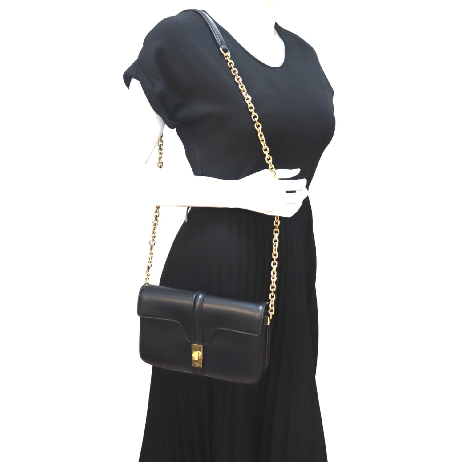 Satinated Calfskin Crossbody Chain Bag Leather Crossbody Bag