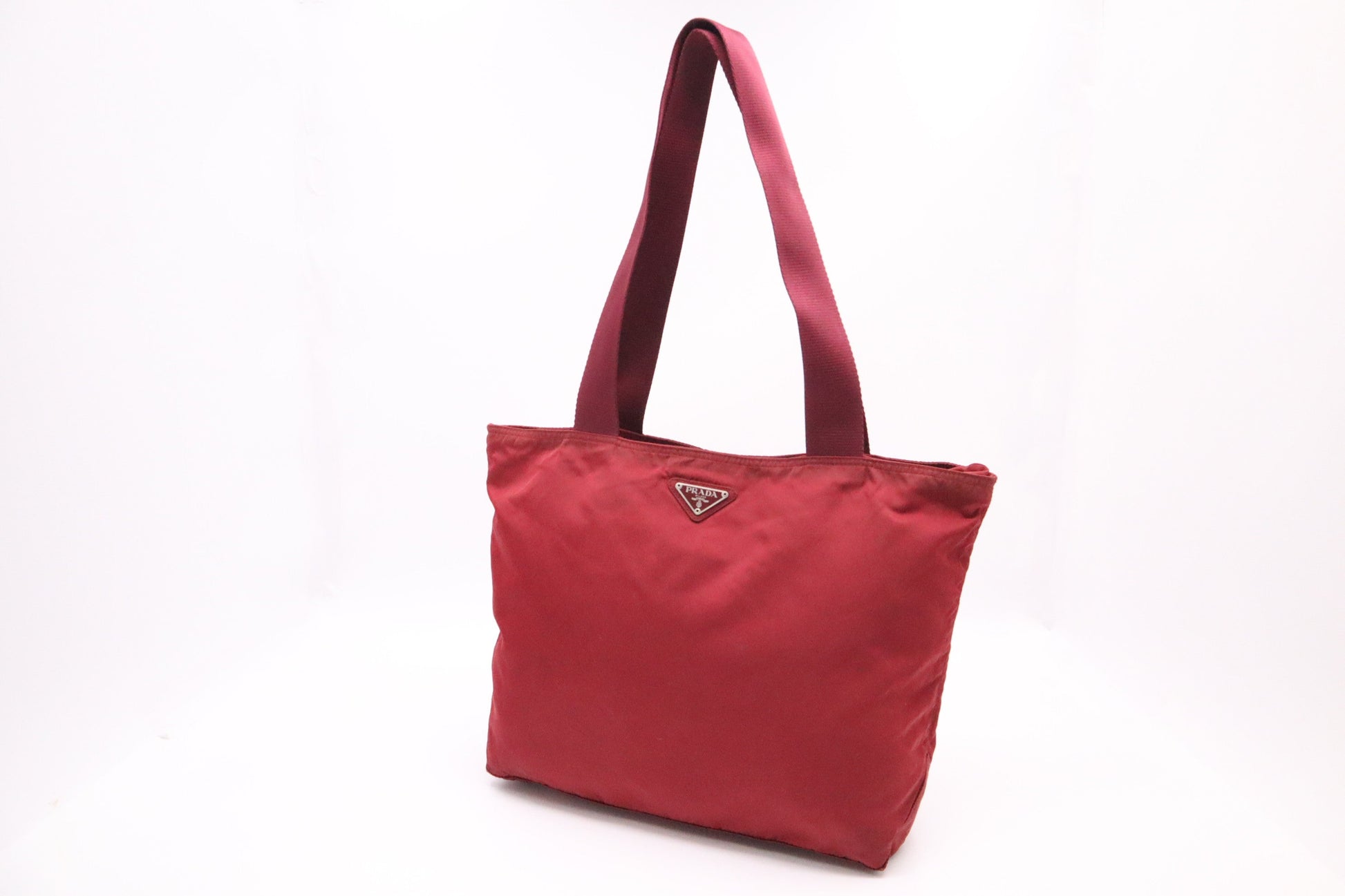 Prada Tote In Burgundy Handbag Nylon Tote Bag
