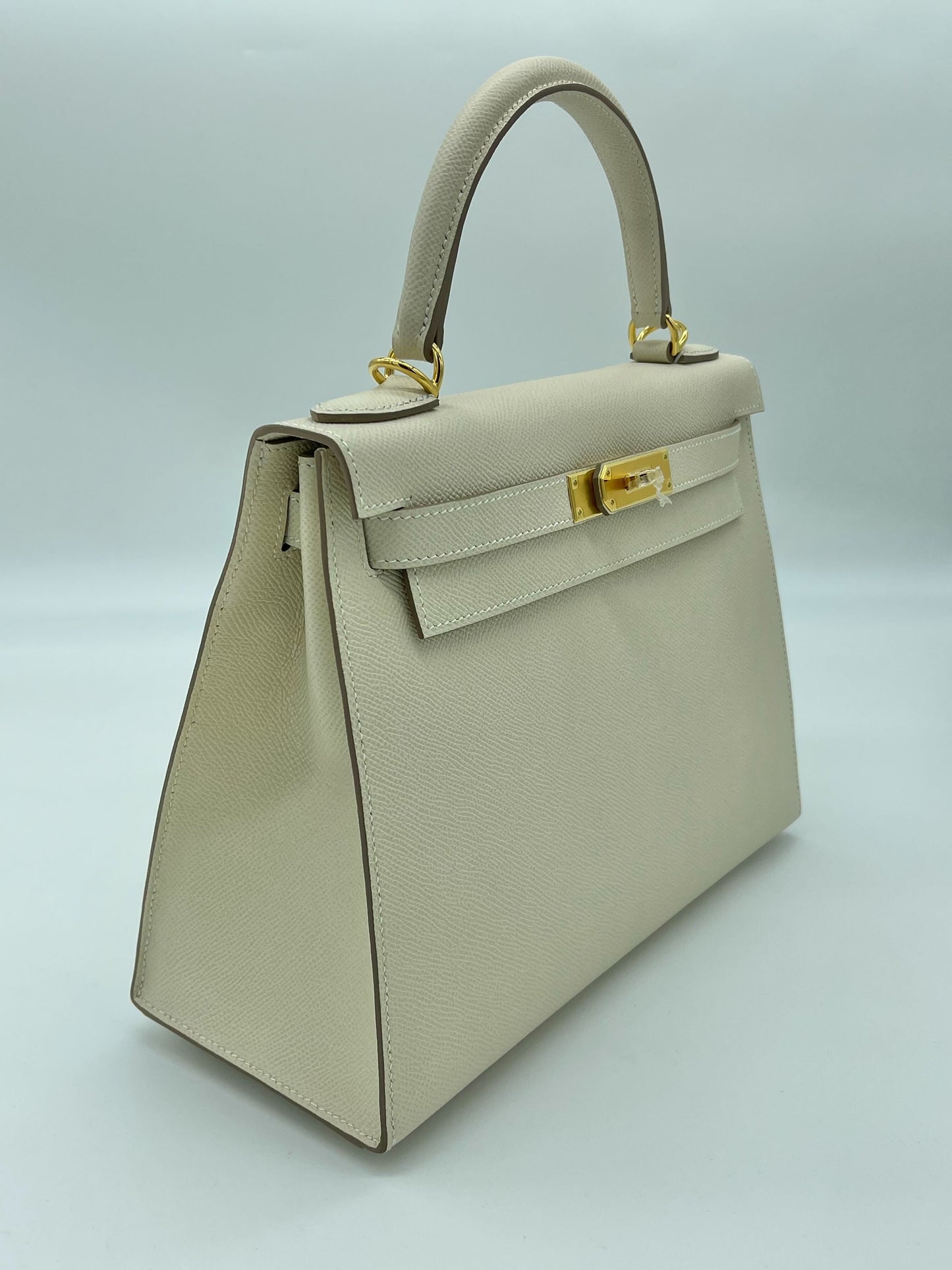 Gucci Hermes Kelly Sellier Epsom Craie Hardware Handbag Gold Travel Bag