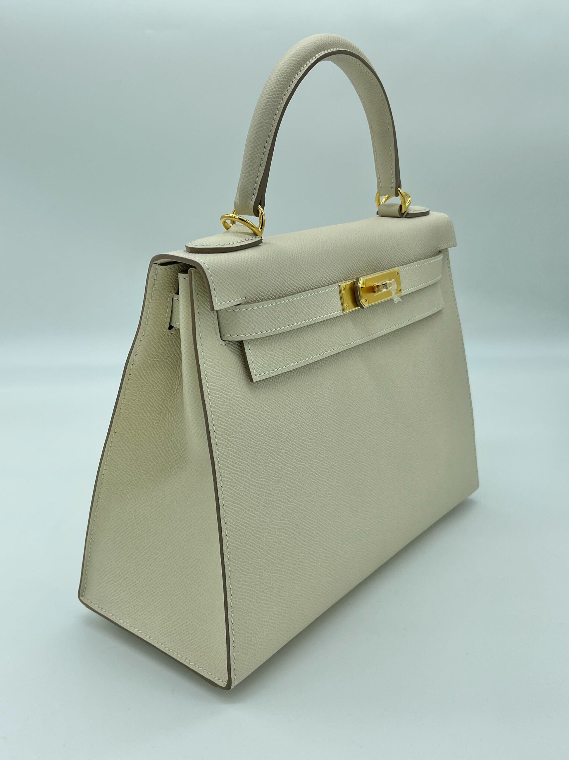 Gucci Hermes Kelly Sellier Epsom Craie Hardware Handbag Gold Travel Bag