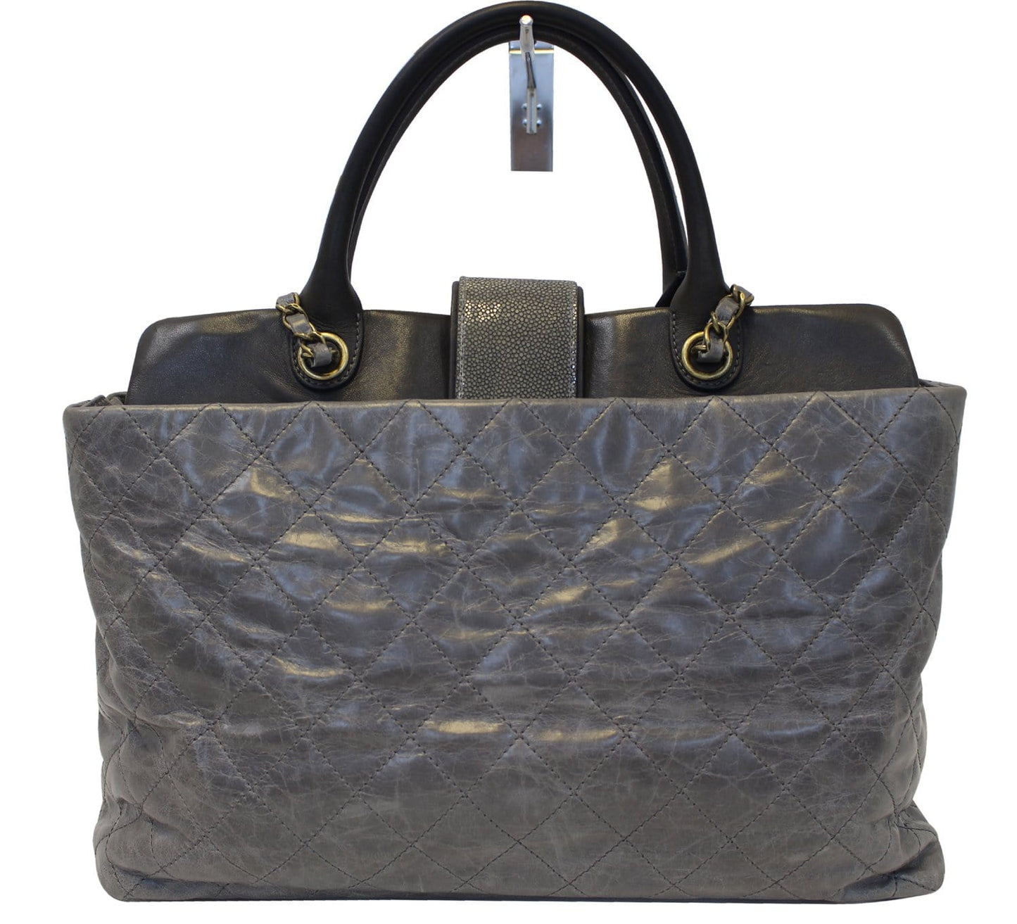 Chanel Grey Stingray Bindi Cc Shopper Tote Bag Leather Quilted
