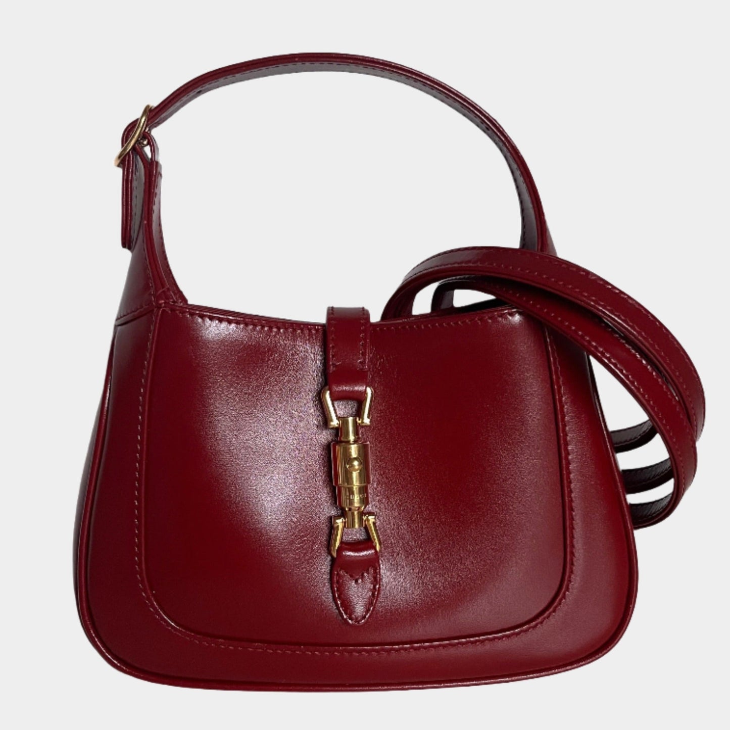 Gucci Jackie Burgundy Two Way Carry Leather Mini Bag Never Worn