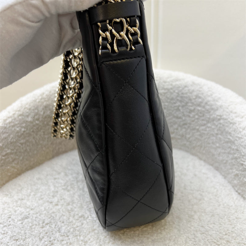 Chanel Hobo Bag in Black Lambskin and LGHW
