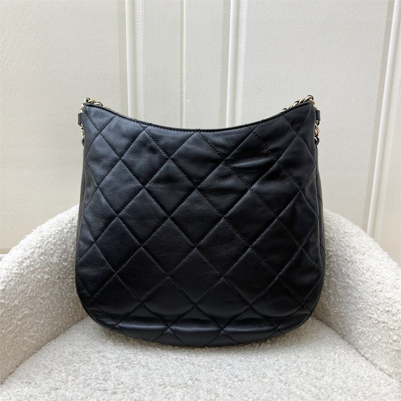 Chanel Hobo Bag in Black Lambskin and LGHW