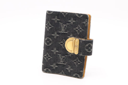 Louis Vuitton Agenda PM Denim Monogram Canvas Black Handbag
