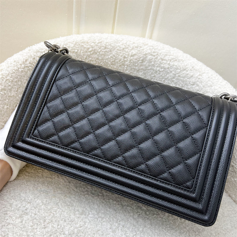 Chanel Medium Boy Flap in Black Caviar and RHW Accessory