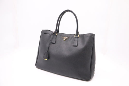 Prada Galleria In Saffiano Handbag Leather Black Travel Bag 4