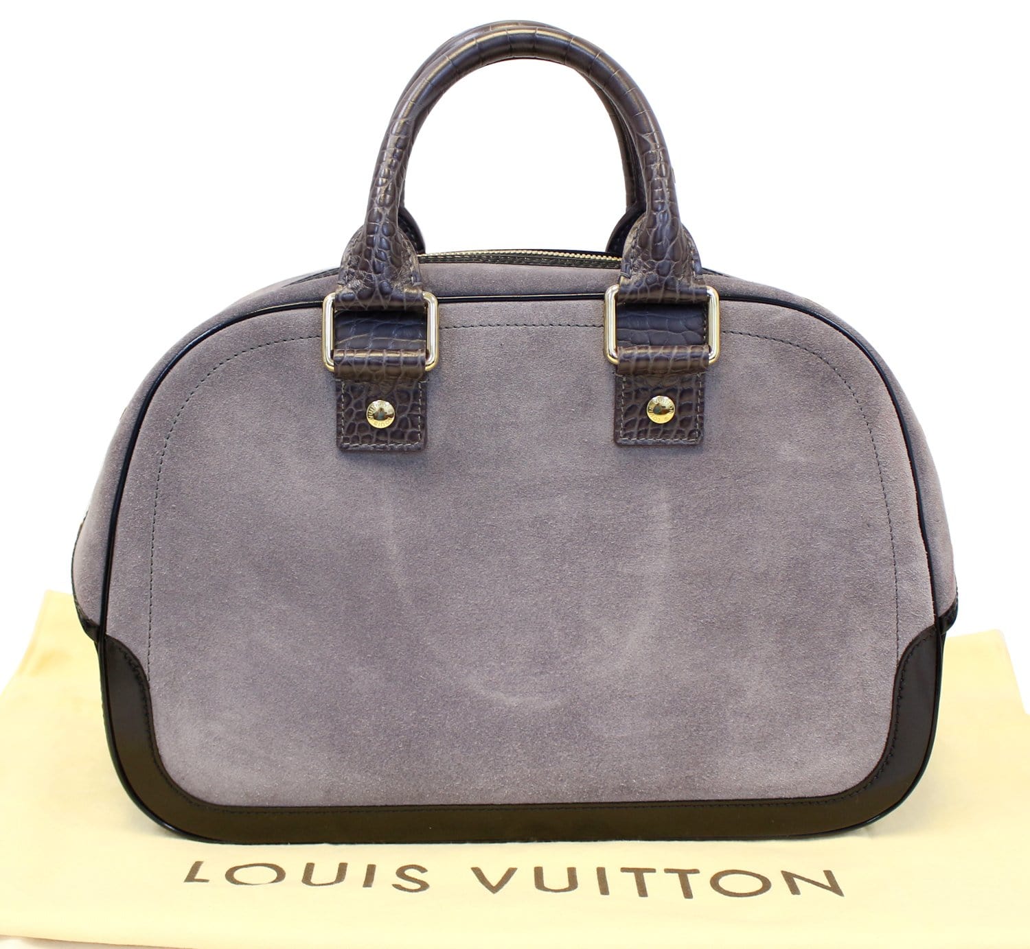 Louis Grey Havane Stamped Trunk Gm Bag Suede Travel Bag