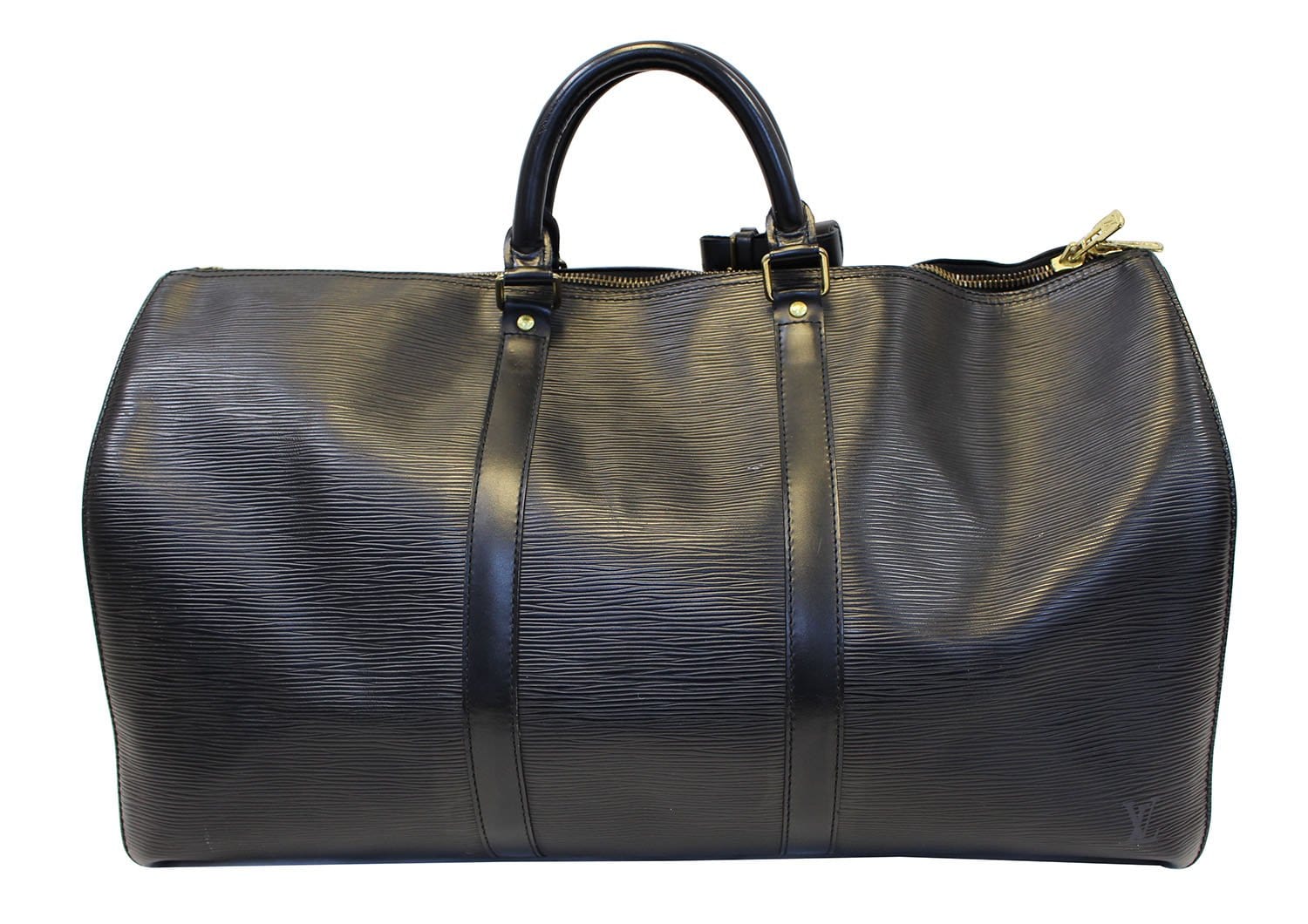 Louis Satchel Bag Epi Keepall Boston Leather Black Travel Bag