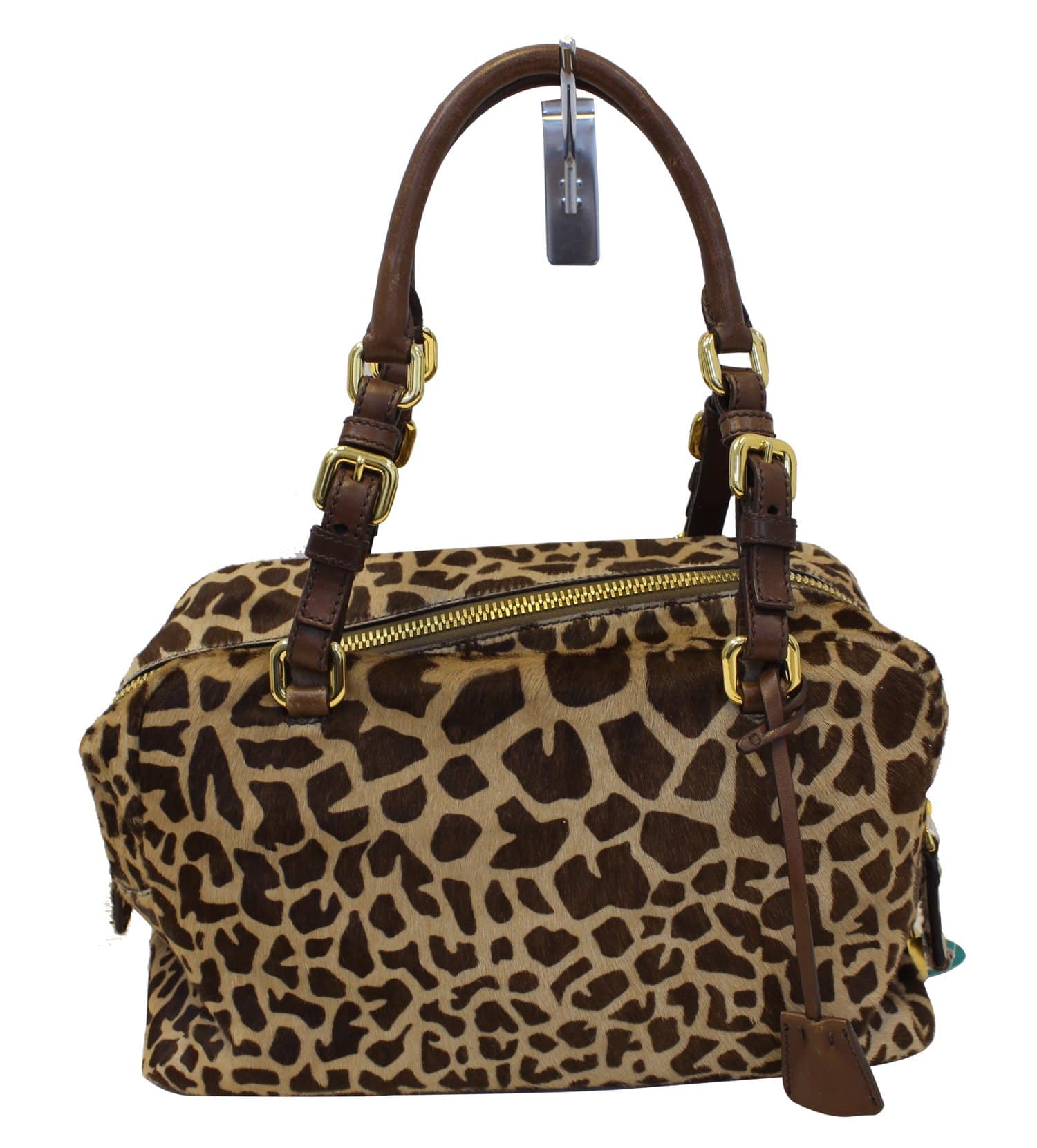 Prada Leopard Printed Calf Hair Shoulder Bag