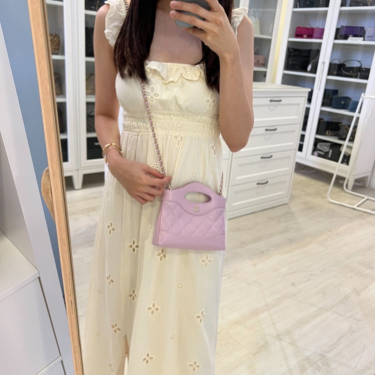 Chanel 31 Nano Shopping in Lilac Shiny Calfskin and LGHW (Model: ) Accessory