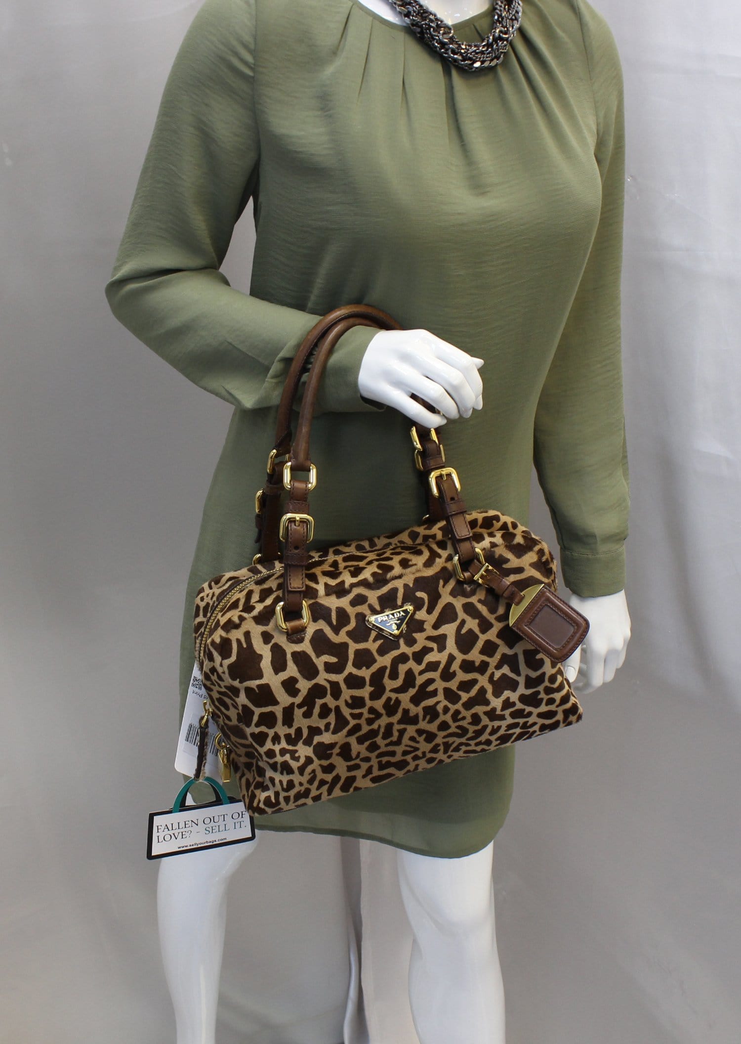 Leopard Printed Calf Hair Shoulder Bag
