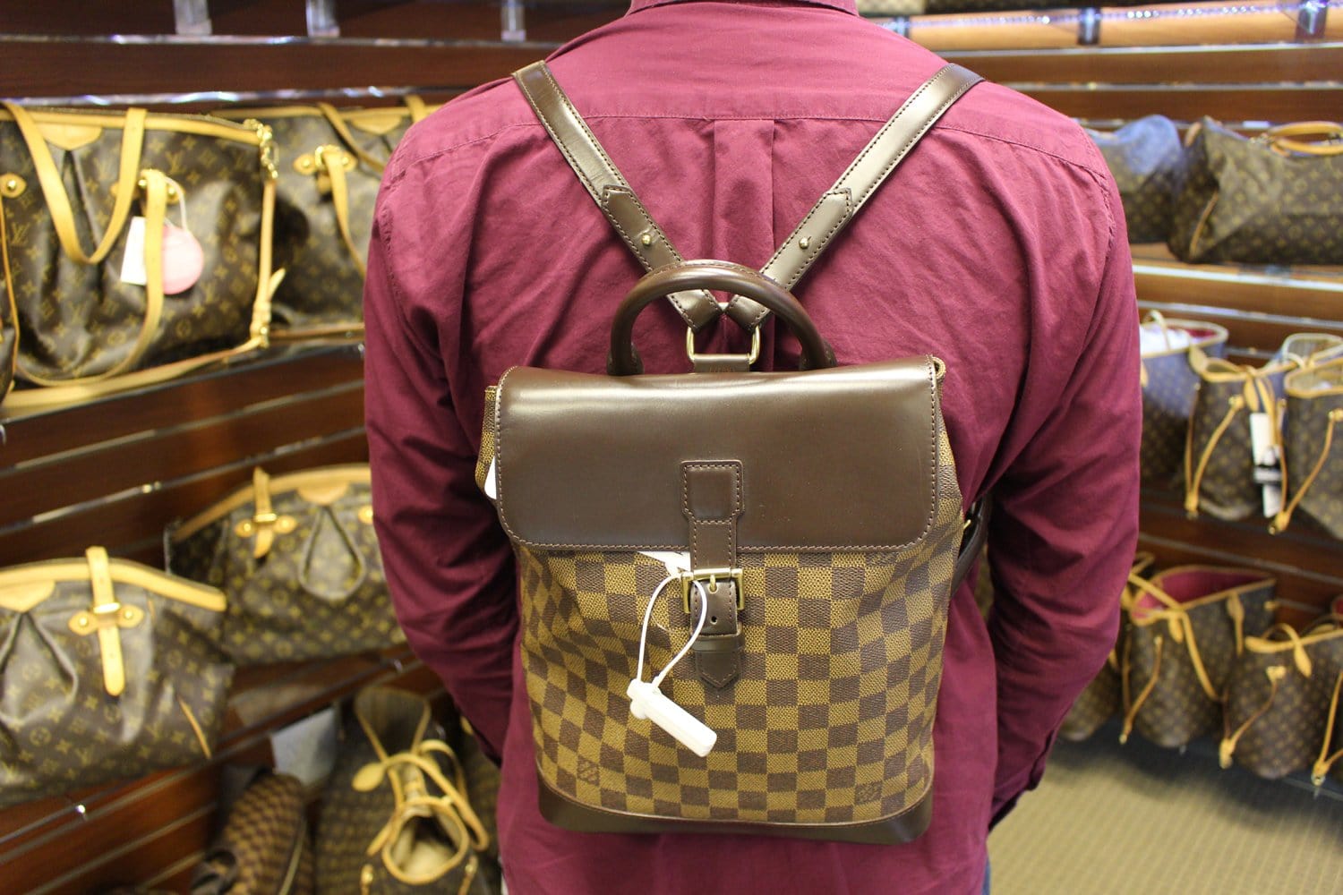 Louis Backpack Bag Damier Ebene Soho