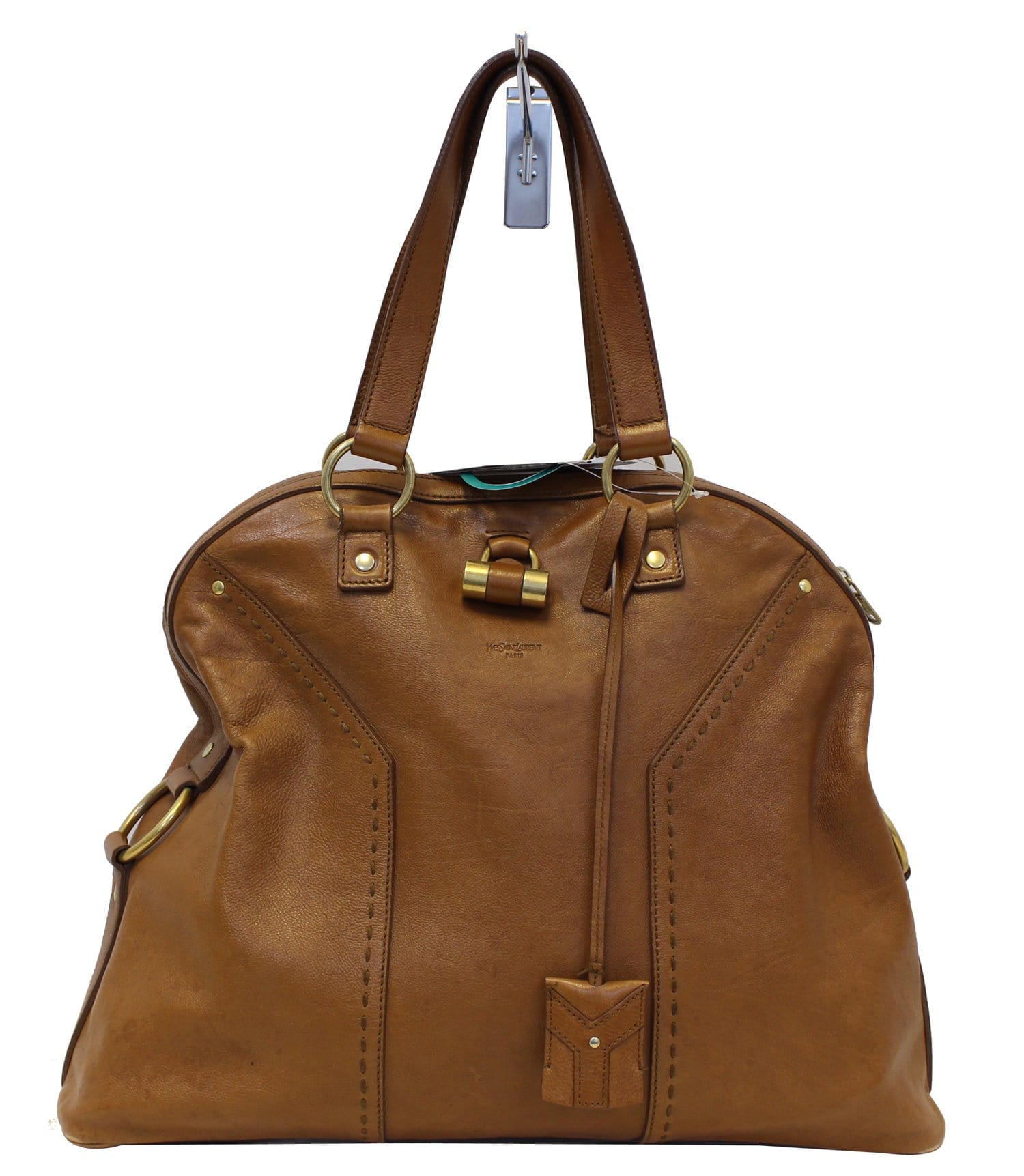 YSL Saint Laurent Yves Satchel Bag Leather Brown