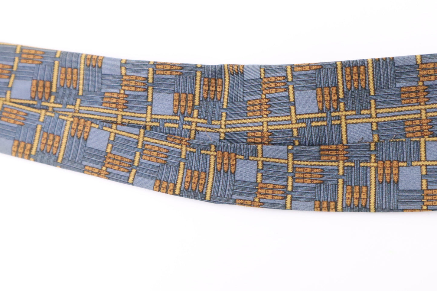 Hermes Tie In And Yellow Silk Handbag Blue Travel Bag