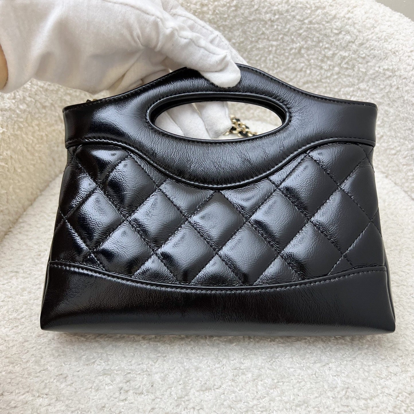 Chanel 31 Nano Shopping in Black Shiny Calfskin and LGHW (Model: ) Accessory