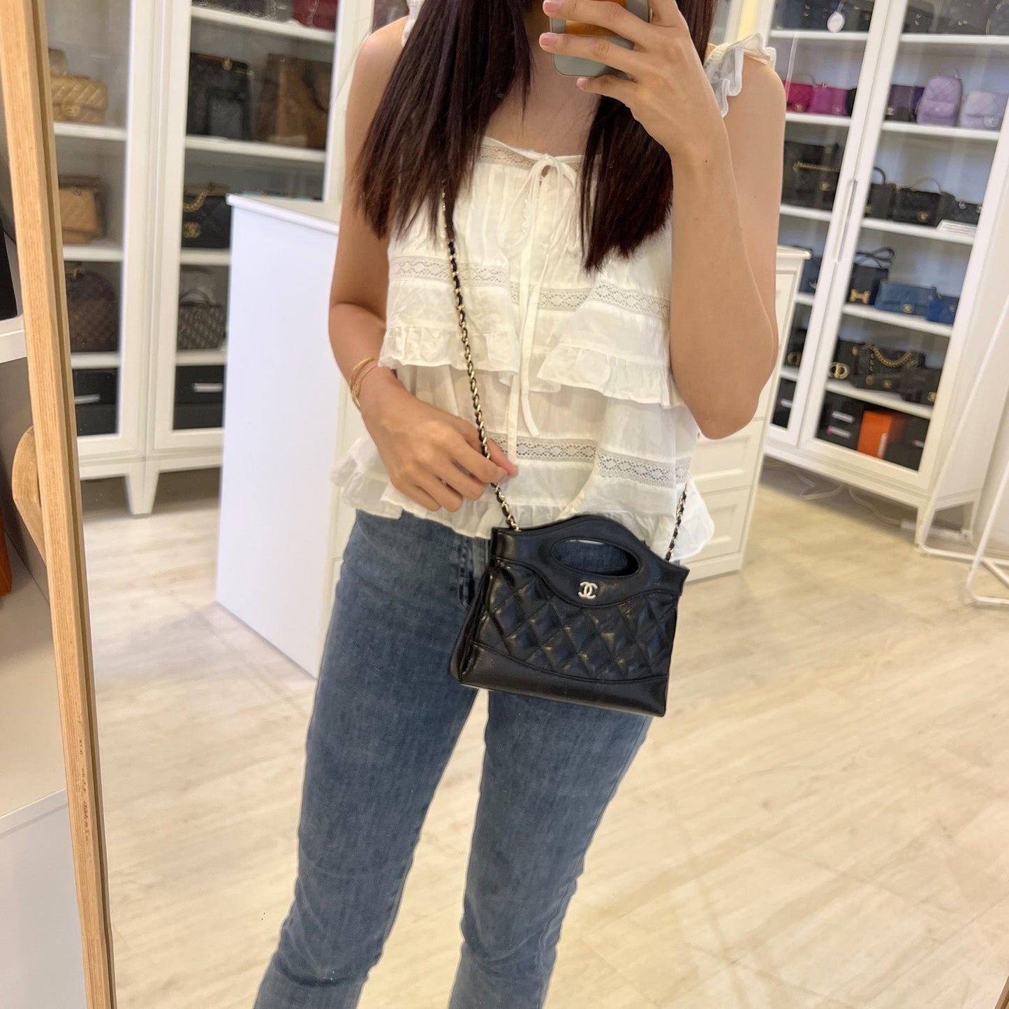 Chanel 31 Nano Shopping in Black Shiny Calfskin and LGHW (Model: ) Accessory