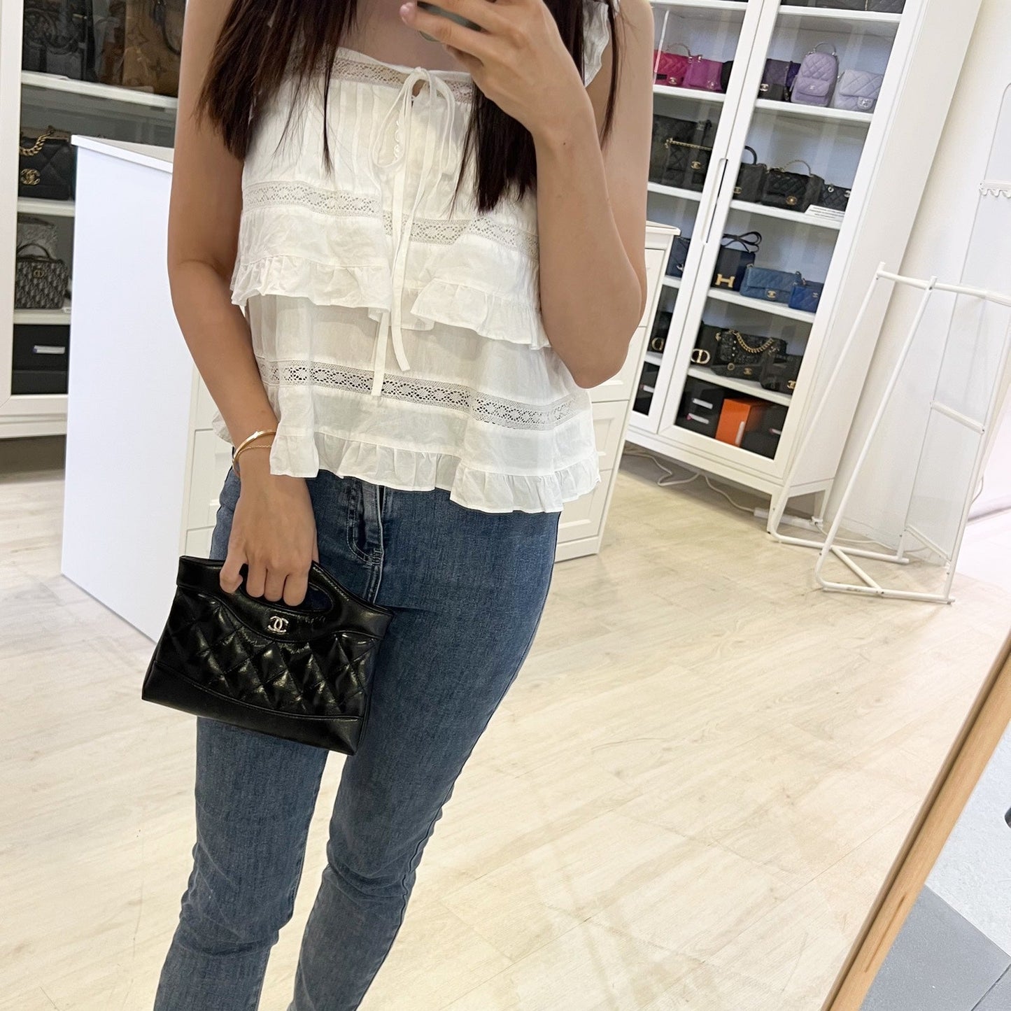Chanel 31 Nano Shopping in Black Shiny Calfskin and LGHW (Model: ) Accessory