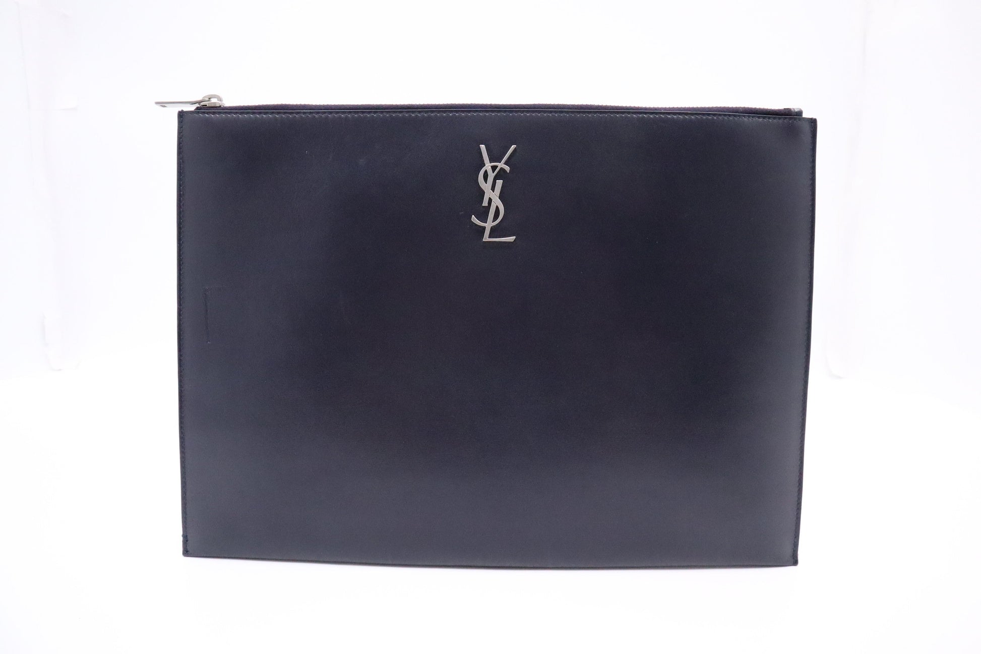 YSL Saint Laurent Clutch In Leather Blue Navy Clutch Bag