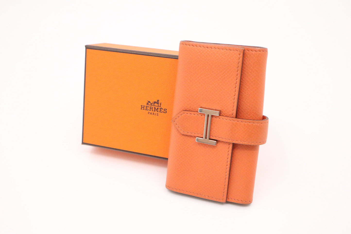 Hermes Bearn Key Case In Orange Handbag Leather Travel Bag