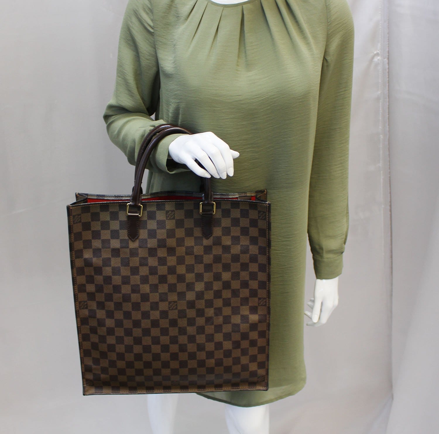 Louis Damier Ebene Sac Plat Satchel Handbag Travel Bag