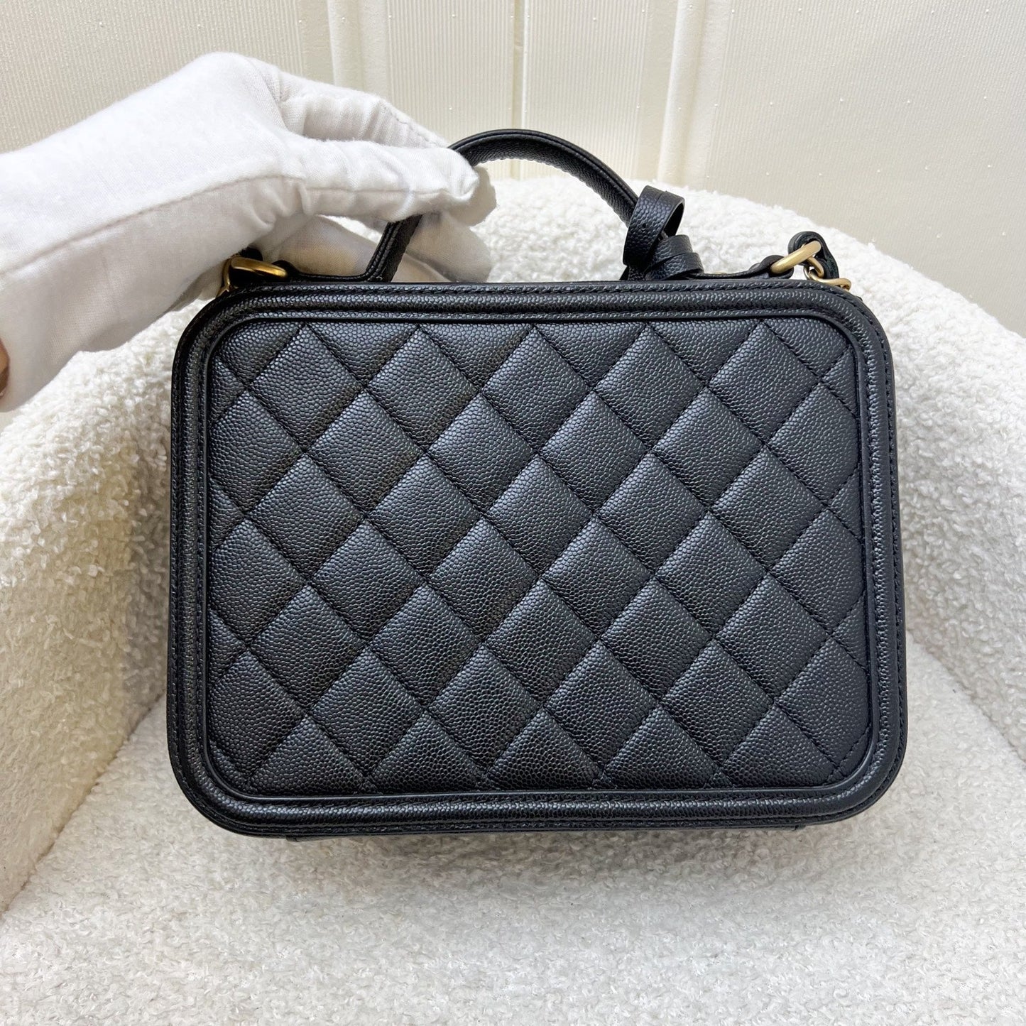 Chanel Medium Filigree Vanity Bag in Black Caviar, Black Trim and AGHW (Model: )