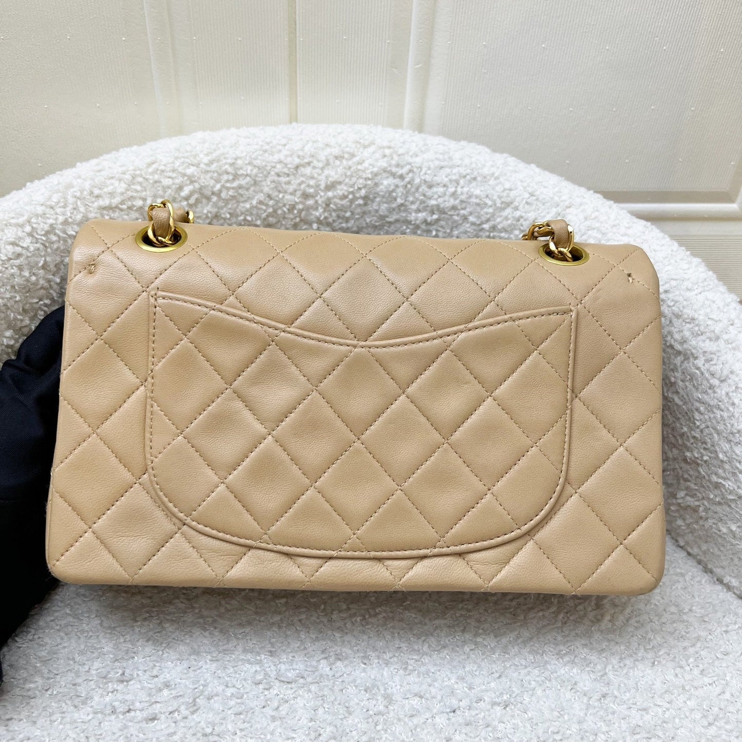 Chanel Small Classic Flap CF in Milk Tea Beige Lambskin and Gold Plated HW Accessory