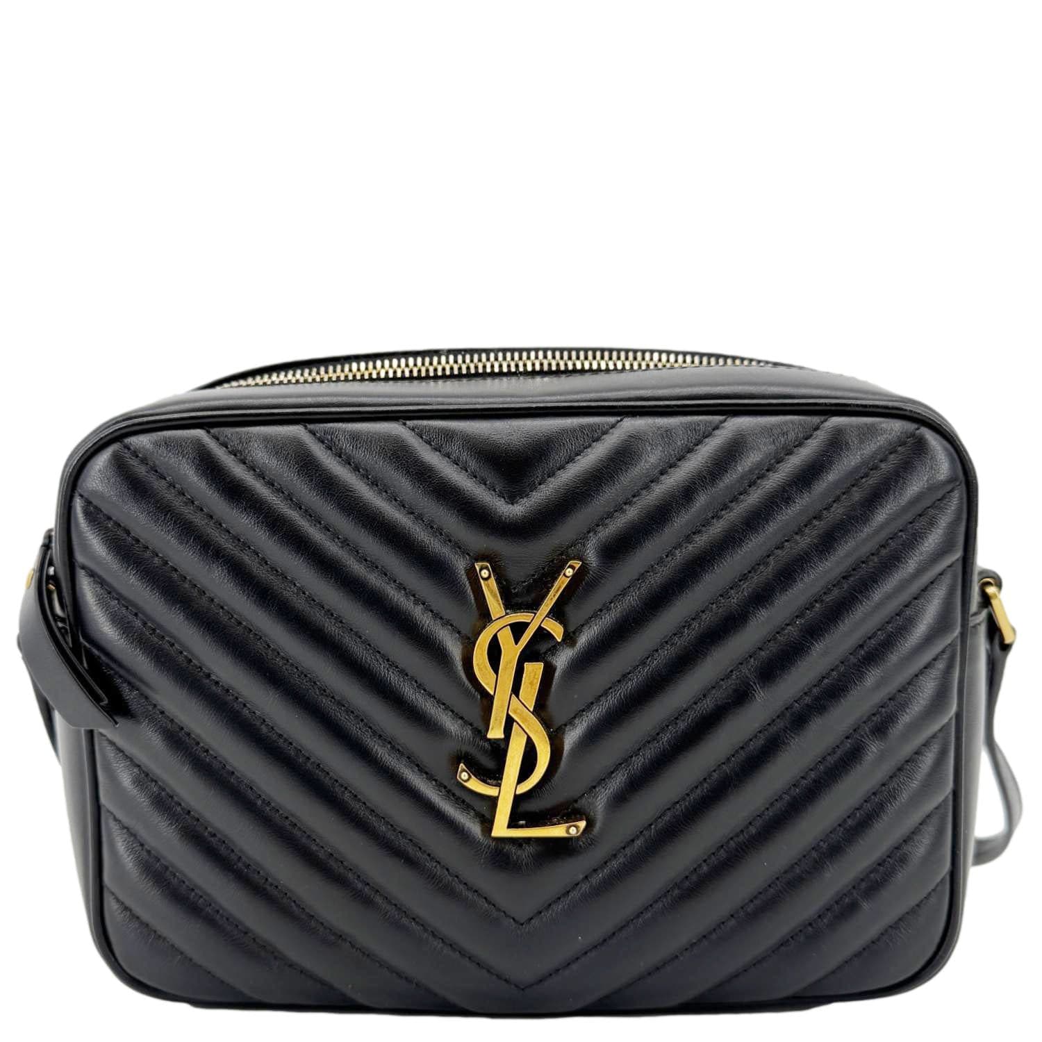 YSL Saint Laurent Yves Lou Chevron Camera Bag Leather Black Travel Bag Lou Camera Bag