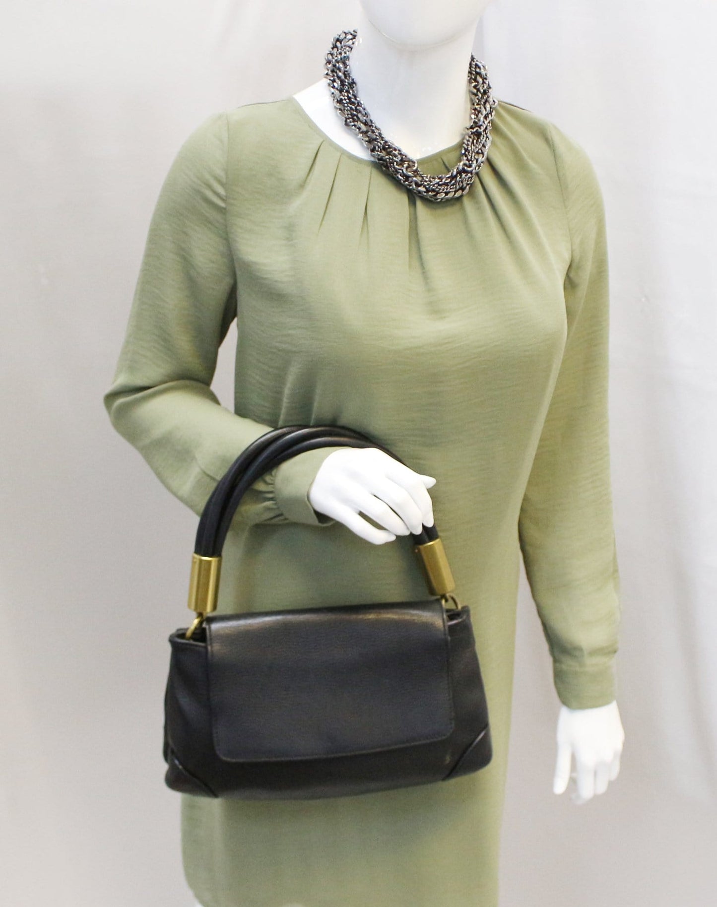 Gucci Lady Satchel Bag Leather Black Travel Bag
