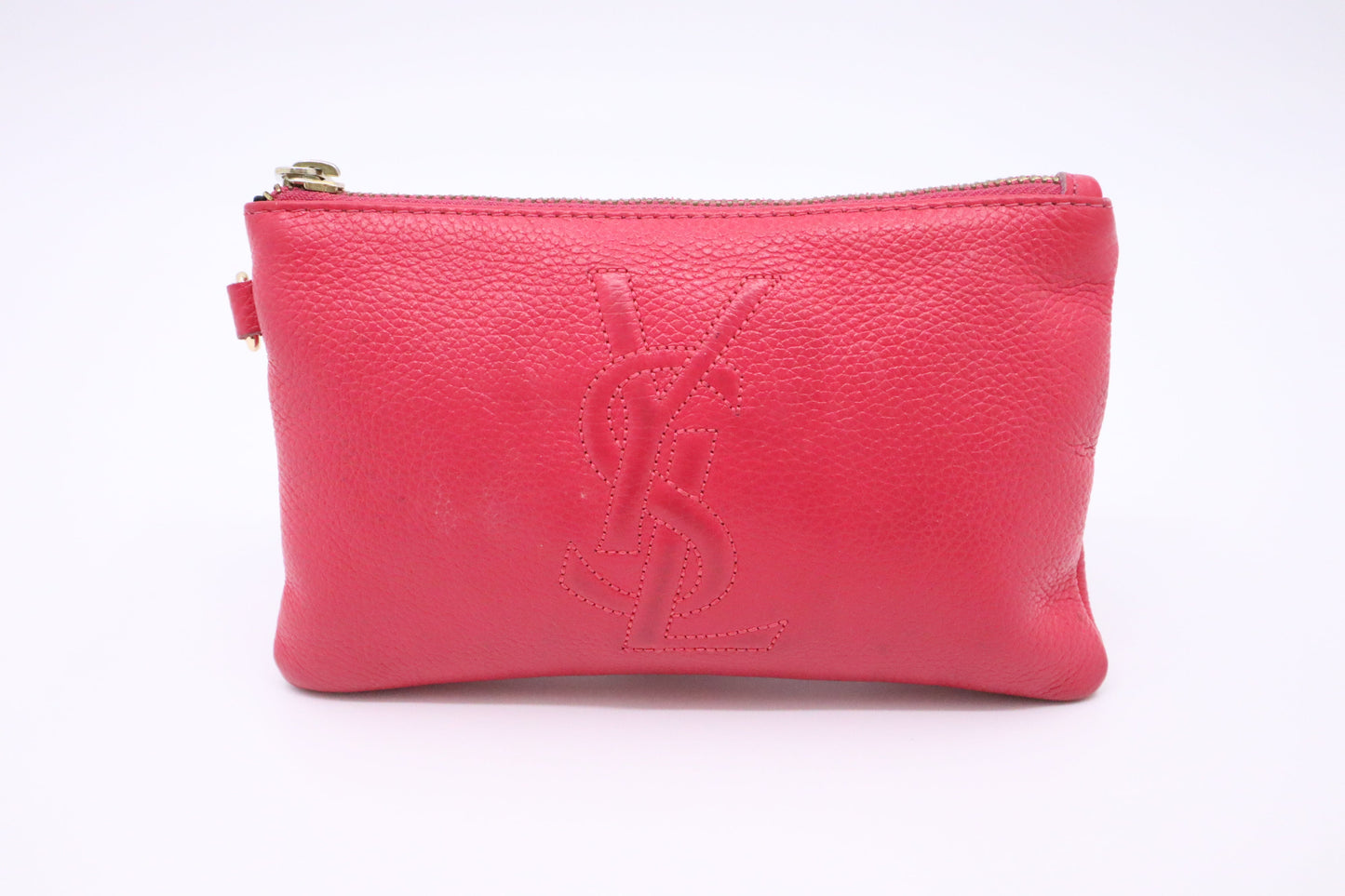 YSL Saint Laurent Pouch In Travel Bag Leather Pink