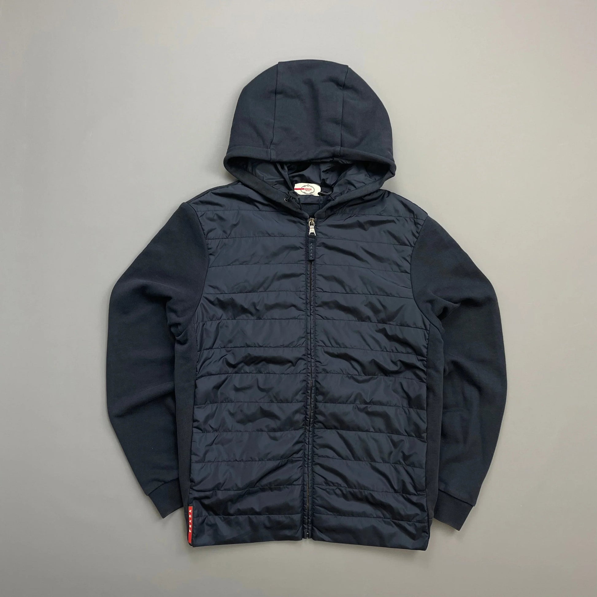 Prada Handbag Sport Padded Hybrid Hooded Jacket Nylon Navy