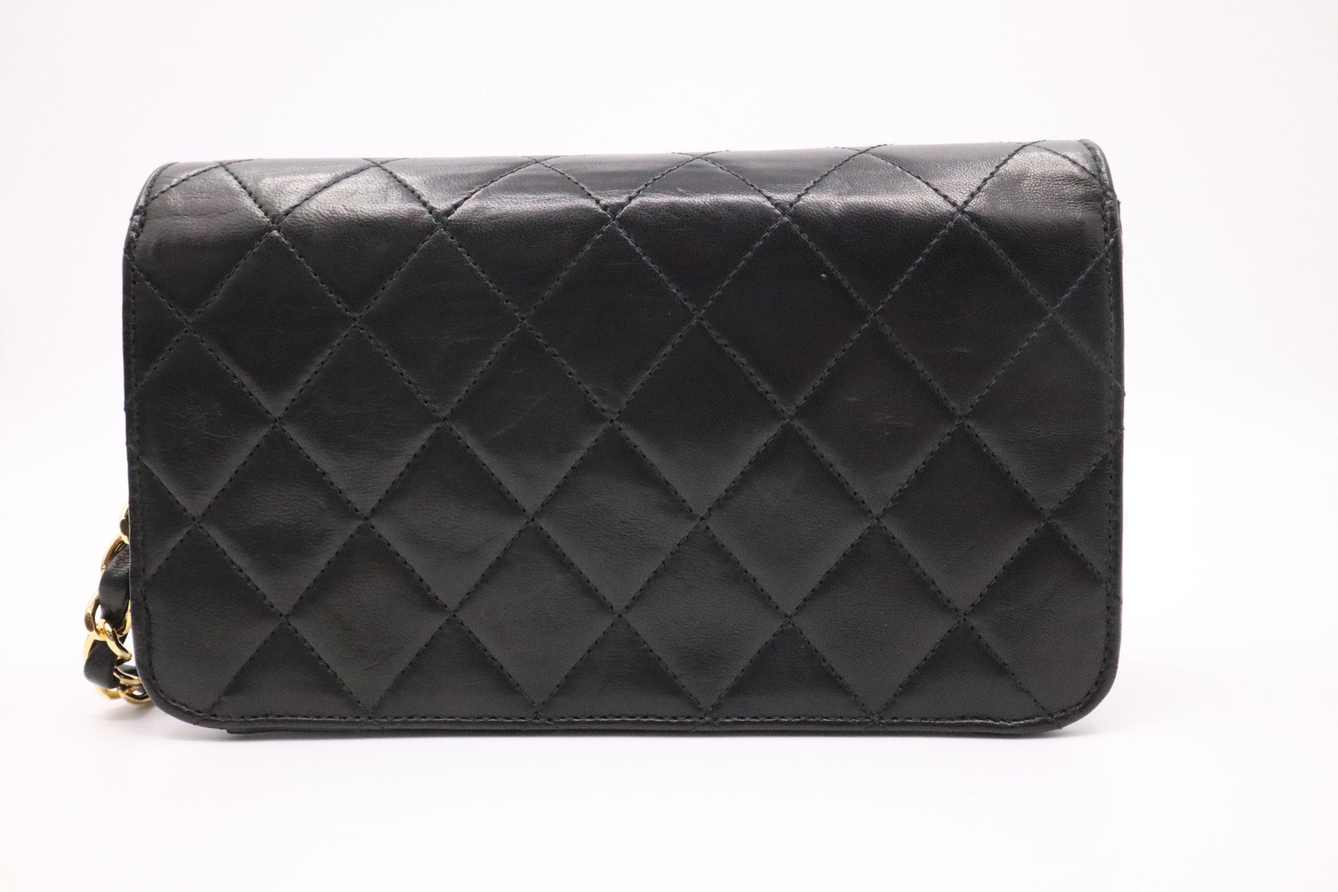 Chanel Full Flap MattelassÃ© Black Leather Mini Bag