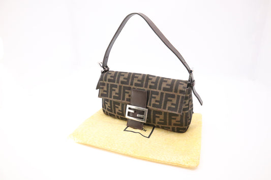 Fendi Baguette In Zucca Handbag Canvas Shoulder Bag