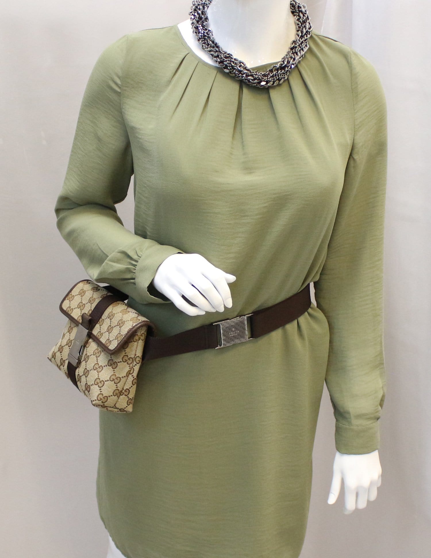 Gucci Waist Bum Bag Canvas Brown Crossbody Bag