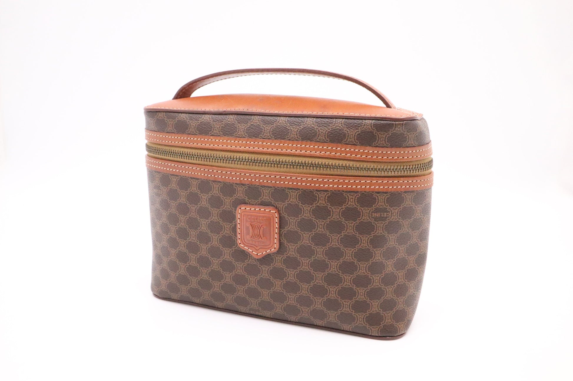 Celine Vanity In Macadam Handbag Canvas Brown Travel Bag