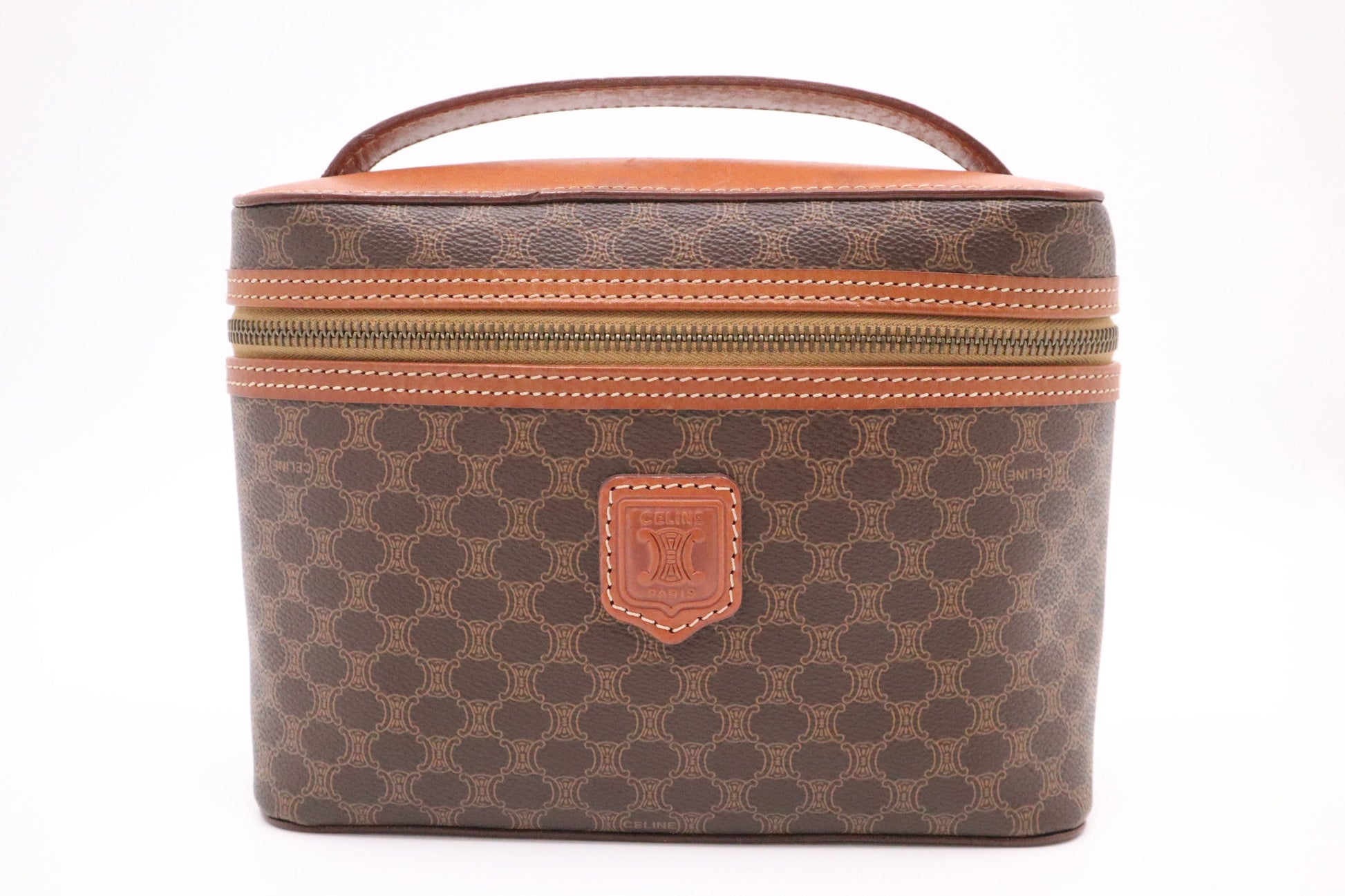 Celine Vanity In Macadam Handbag Canvas Brown Travel Bag