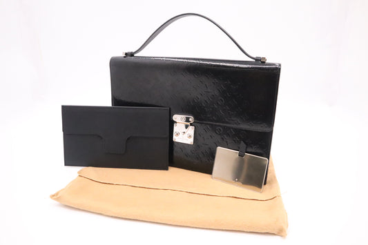 Louis Vuitton Anouchka Pochette Glace Monogram Leather Black Clutch Bag