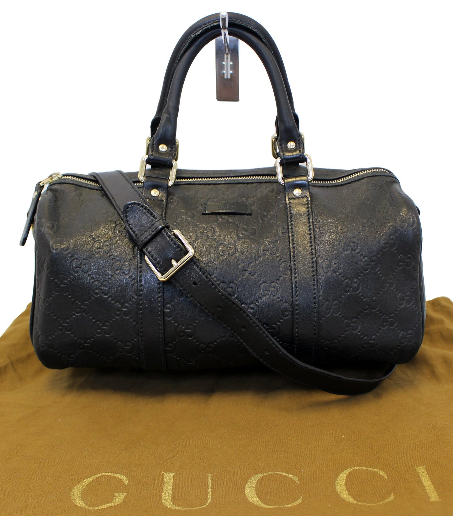 Gucci ssima Boston Bag Leather Black Travel Bag
