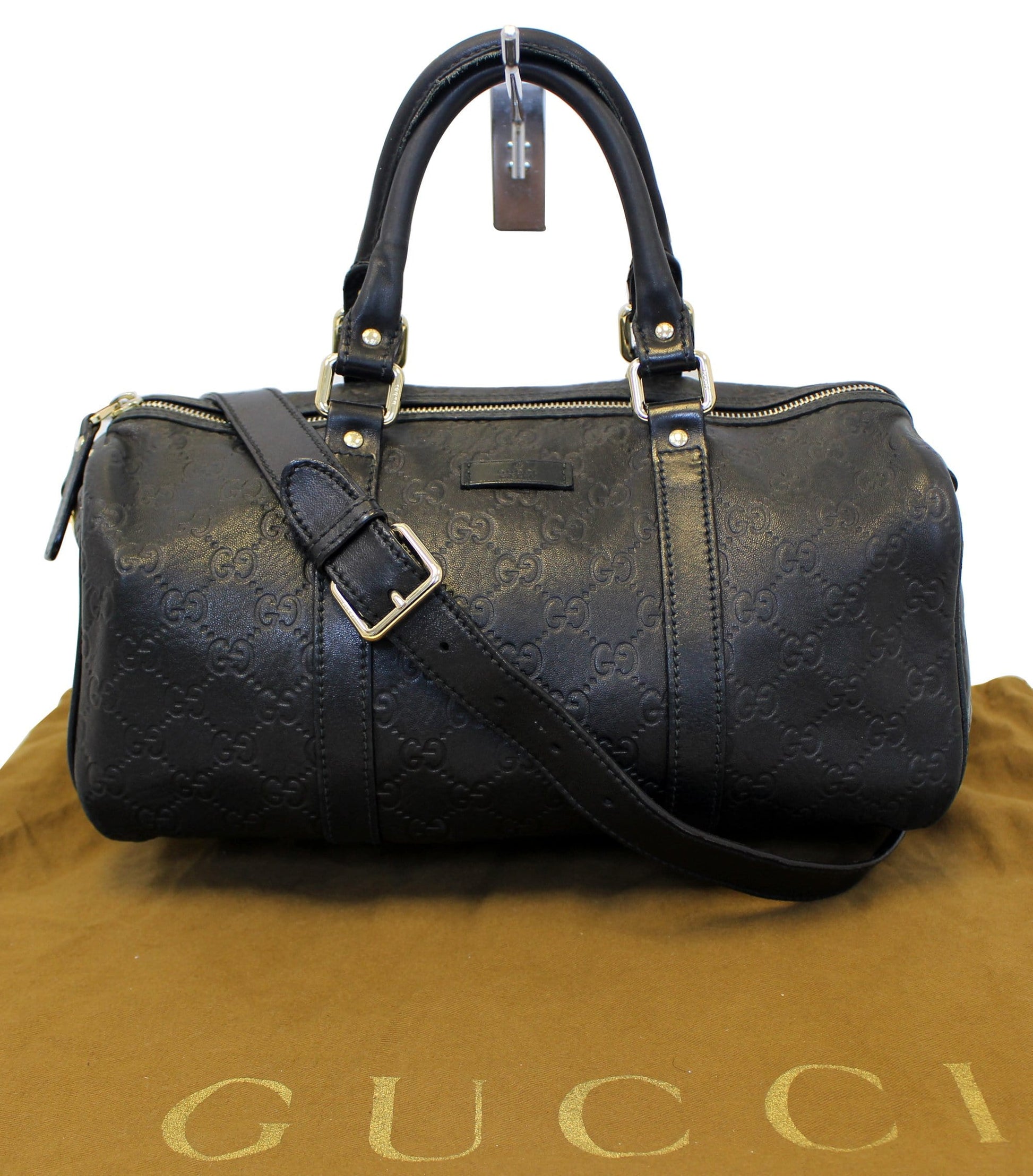 Gucci ssima Boston Bag Leather Black Travel Bag