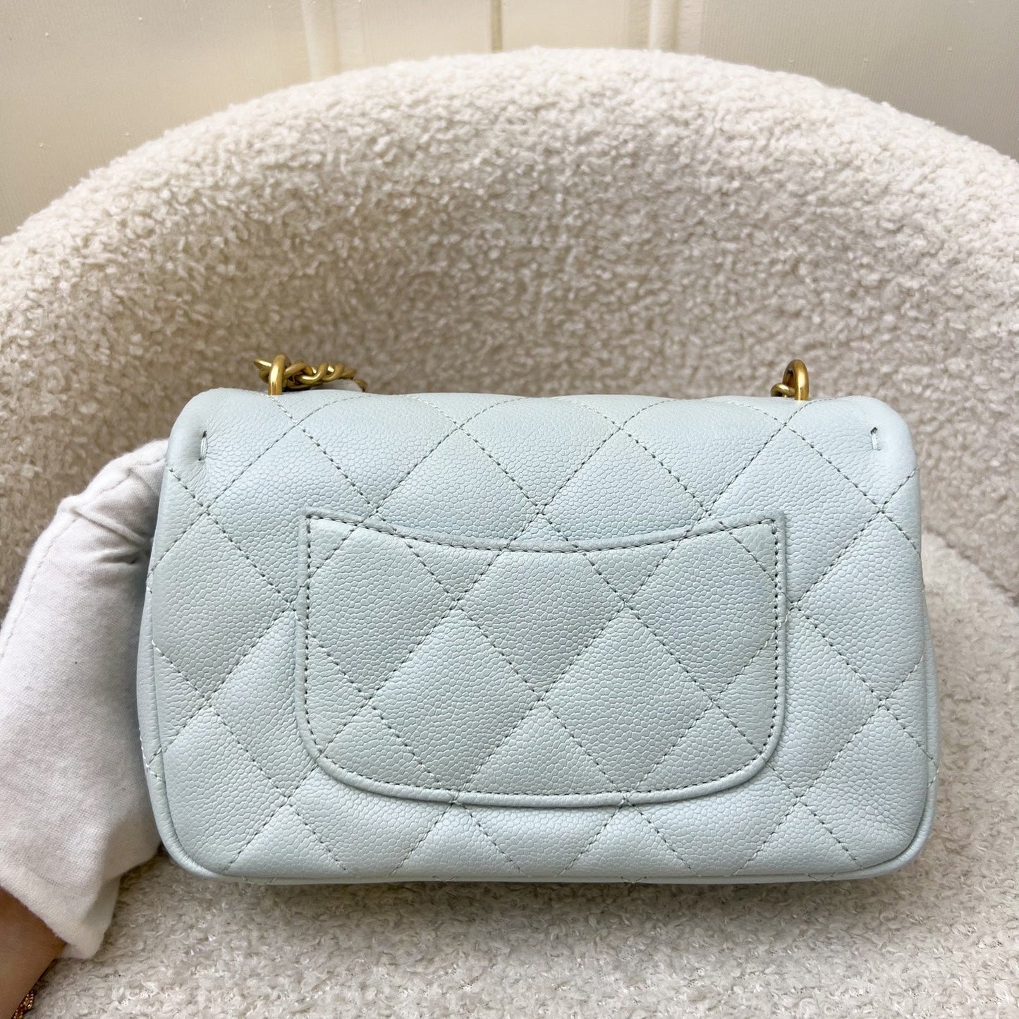 Chanel Heart Adjustable Chain Small / Mini Flap Bag in Bluish Grey Caviar and AGHW