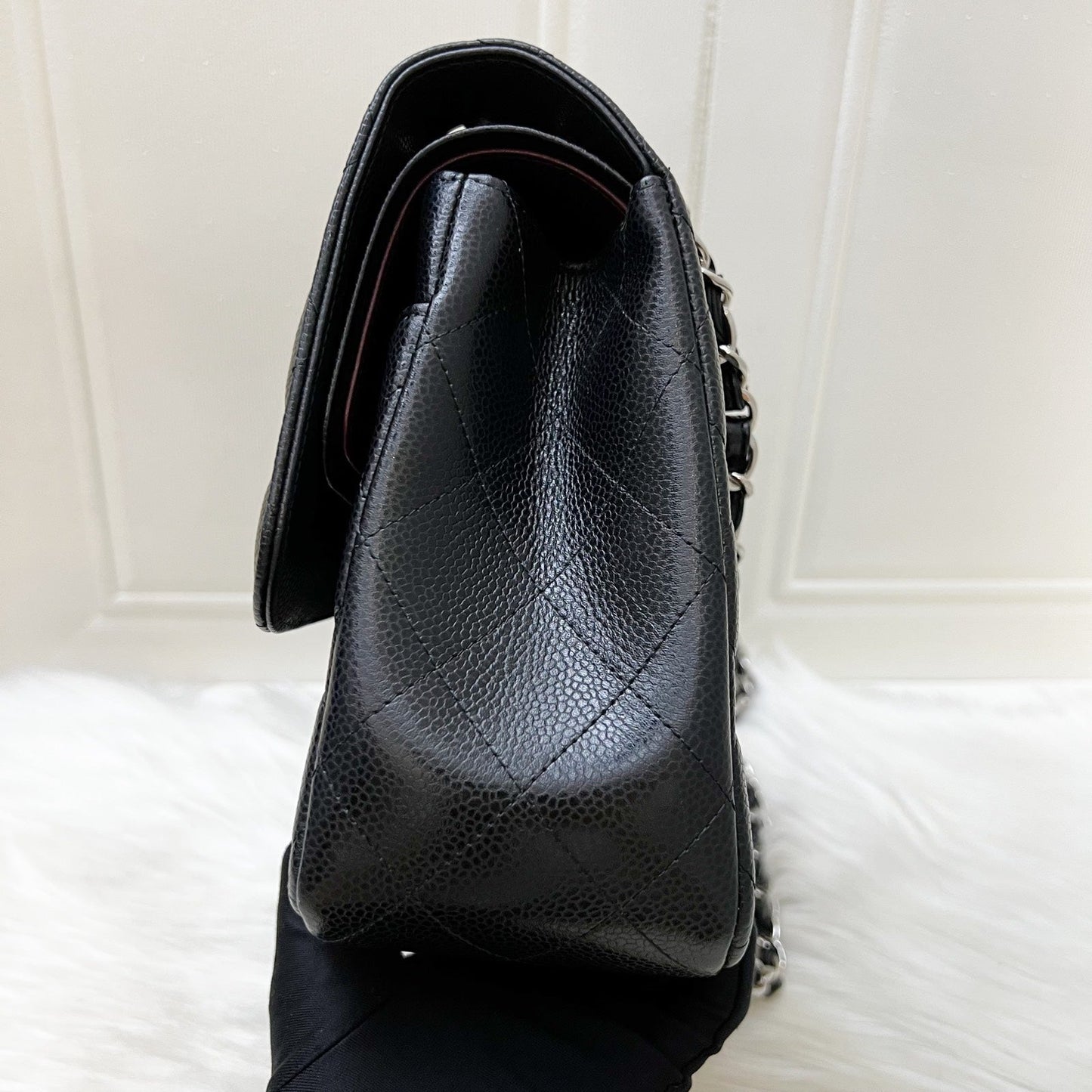 Jumbo Classic Flap DF in Black Caviar and SHW Accessory Polished