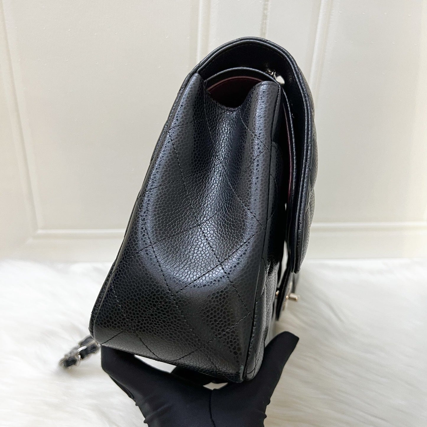 Jumbo Classic Flap DF in Black Caviar and SHW Accessory Polished