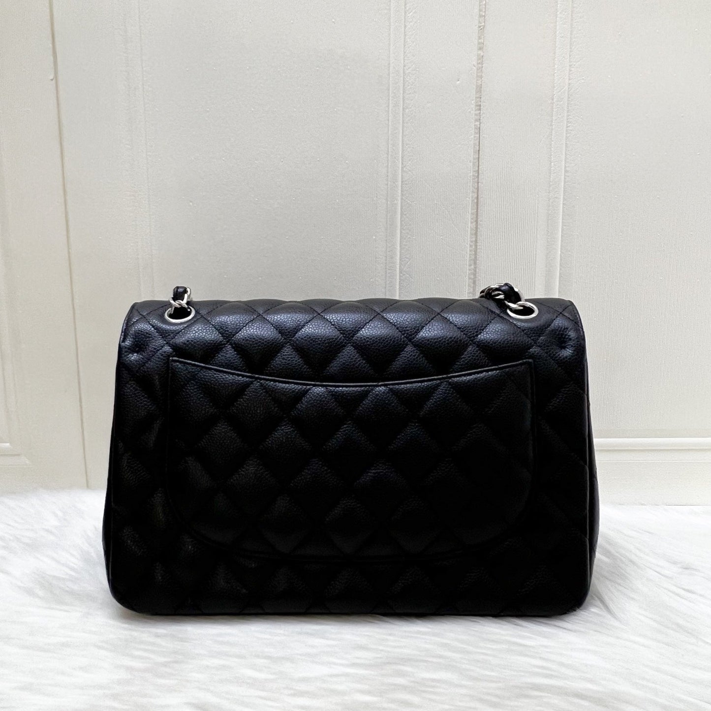 Jumbo Classic Flap DF in Black Caviar and SHW Accessory Polished