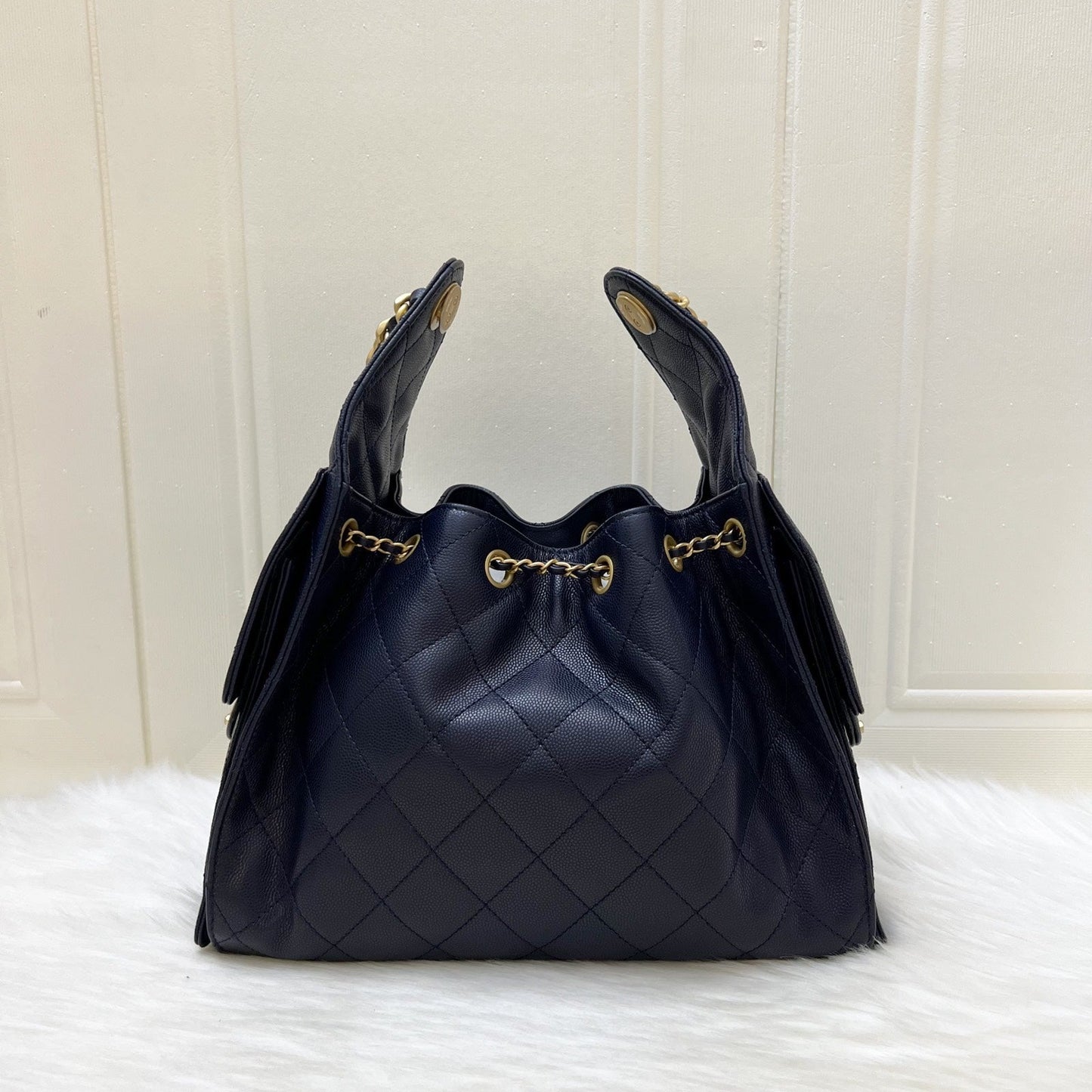 Chanel 25 Small Hobo Bag in Navy Caviar and AGHW