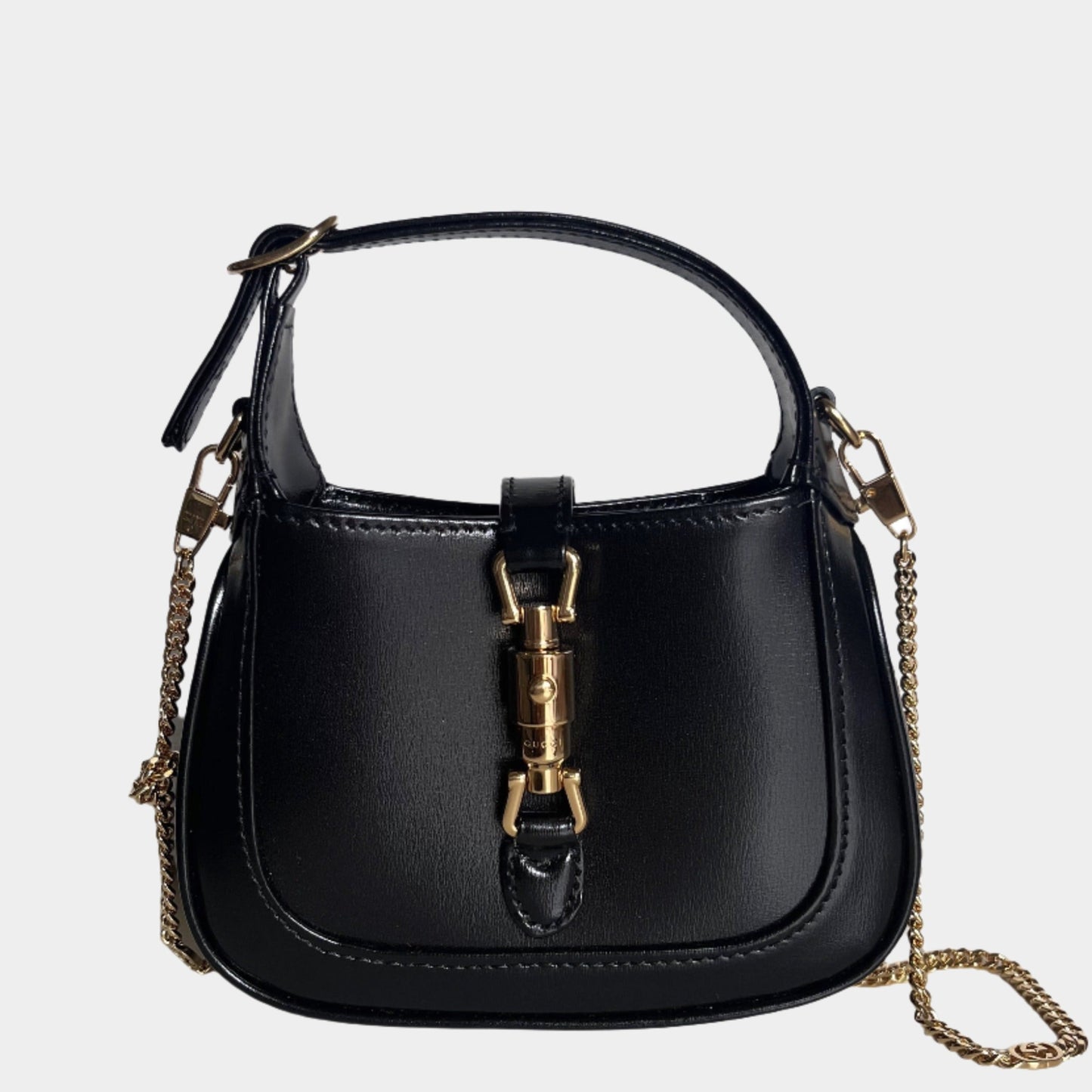 Gucci Jackie Super Strap Leather Black Mini Chain Mini Bag